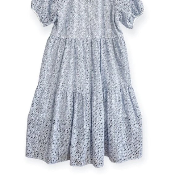 EVERLANE THE TIERED EYELET MIDI DRESS BLUE / WHITE SIZE S, New with tag - Picture 8 of 16